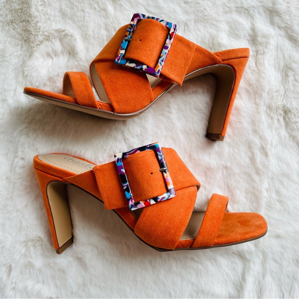 CHARLES DAVID NWT Heeled Sandals in Mango Orange Size 6.5